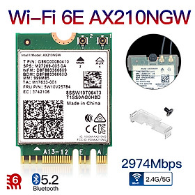 WiFi 6E Intel AX210 M.2 Card Desktop Kit 3000Mbps 2.4G/5G/6Ghz Bluetooth 5.2 802.11AX Wireless Network Adapter Antenna Windows10