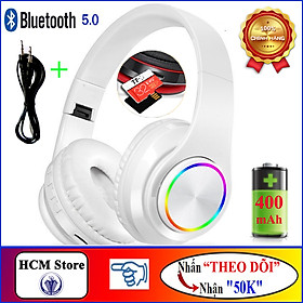 Tai Nghe Bluetooth V5.0 Chụp Tai B39, Tai Nghe Bass Cực Mạnh, Pin 400mAh, Có FM, Thẻ Nhớ - Hàng Chính Hãng