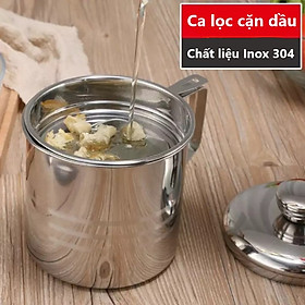 Mua Ca lọc dầu ăn INOX 304 1 2l hàng cao cấp   có lưới lọc cặn tiện lợi dùng lọc nước trái cây   lọc đậu nành   lọc cua