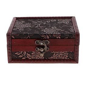 Retro Wooden Trinket Jewelry Storage Box Handmade Treasure Case Organizer A