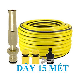 Bộ dây vòi xịt nước rửa xe, tưới cây . tăng áp 3 lần, loại 15m 206587 cút sập,+ tặng mở chai