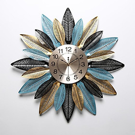 Đồng hồ trang trí hình lá xếp hoa/ đồn hồ handmade treo tường gắn phù điêu hình hoa DH-DH2043