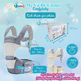 Địu ngồi trẻ em cao cấp siêu mềm 4 tư thế công nghệ Air Mesh thoáng khí - Comfybaby CF818 - tặng yếm tam giác