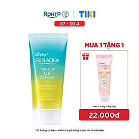 Kem chống nắng nâng tông Skin Aqua Tone up Mint Green cho da trắng có khuyết điểm đỏ, dạng tinh chất Sunplay Skin Aqua Tone Up UV Essence Mint Green SPF 50+ PA++++ 50g