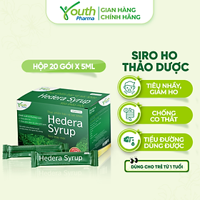 Siro Hedera Syrup Youth Pharma hỗ trợ giảm ho, giảm đờm. Hộp 20 gói (5ml/gói)