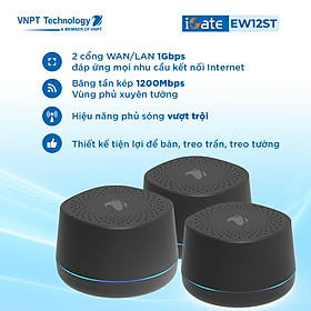 Mua Hệ thống WiFi Mesh VNPT Technology iGate EW12ST (3-pack) 2 băng tần chuẩn AC tốc độ cao có thể treo trần treo tường hàng chính hãng