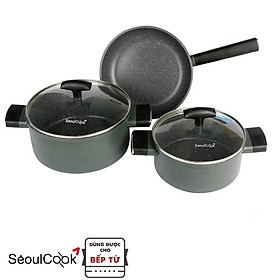 Mua Bộ nồi chảo đáy từ 3 món cao cấp Hàn Quốc Seoulcook Healthy  thiết kế hiện đại  dùng được tất cả các bếp/Induction - Hàng chính hãng