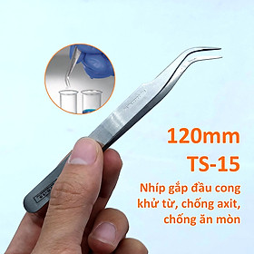 Mua Nhíp gắp đầu cong 120mm bằng thép trắng khử từ  chống a xít và chống ăn mòn