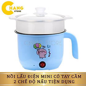 Mua Nồi Lẩu Điện Mini 18CM Kèm Giá Hấp Inox  Ca Nấu Mì Đa Năng 2 Nấc Nhiệt Đa chức năng Cao Cấp