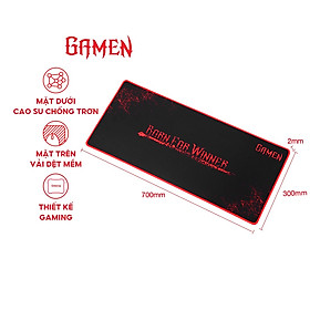 Tấm lót chuột Gamen GP-XL bàn di chuột kiểu dáng gaming kích thước lớn 70x30 cm - Hàng Chính Hãng