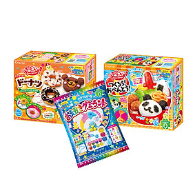 Combo 3 hộp kẹo sáng tạo popin cookin : cơm bento + bánh donut + thế giới sắc màu