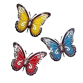 3Pcs Modern Butterfly Wall Sculpture Art Decoration Iron Hanging Artwork Collectible Figurine Craft for Window Yard Living Room Indoor