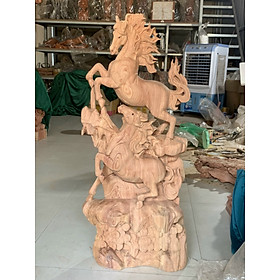 Mua Tượng con ngự song ma uyên ương bằng gỗ hương đá liền khối đẹp long lanh kt cao 80×27×14 5cm