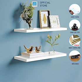 Mua Bộ 2 Kệ Gỗ Thanh Ngang Trang Trí Treo Tường Màu Trắng Gỗ Chống Ẩm Dày 25mm SIB Decor KT005