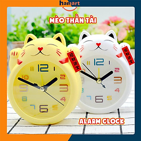 Mua Đồng Hồ Báo Thức Để Bàn Đồng Hồ Báo Thức Mini Mèo Thần Tài Cute TẶNG Pin 2A - ĐH Mèo Trắng + Pin