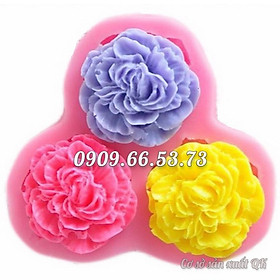Khuôn rau câu silicon 3 hoa cẩm chướng cánh xoăn - Mã số 1479