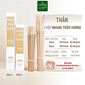 Nhang Trầm Hương Yên 23-30cm Hộp 100 thanh Loại Thân, Tâm, Tuệ Tự Nhiên Ít Khói Dùng Thiền Thờ Cúng - Trầm Thân, Trầm Thân