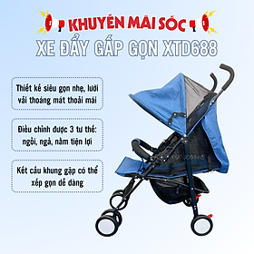 Xe đẩy cho bé cao cấp XD688 - Xe đẩy kéo du lịch gấp gọn siêu nhẹ, siêu thoáng, siêu bền lưới chống tia UV