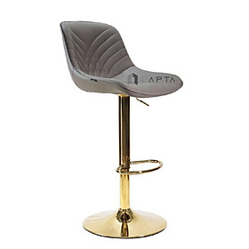 Mua Ghế quầy bar nệm da màu xám CB2158B-P Nội thất Capta Ghế đảo bếp nệm bọc da Nappa màu xám lưng thấp có chân vàng tăng giảm