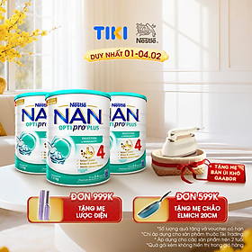 Bộ 3 lon Sữa bột NAN OPTIPRO PLUS 4 Nestle Bé 2-6 tuổi 1500g/lon Giúp tiêu hóa tốt