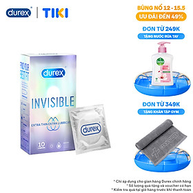 Bao cao su Durex Invisible Extra Thin Extra Lubricated 1 Hộp 10 Bao