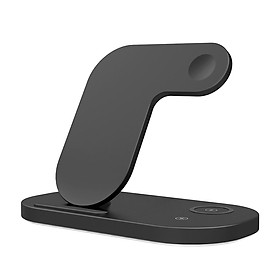 sạc nhanh không dây 3 trong 1 điện thoại đồng hồ thông minh tai nghe đèn Led hiển thị cảm ứng-Màu đen