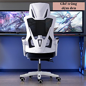 Mua Ghế văn phòng làm việc HBADA GÁC CHÂN NGẢ LƯNG có thể điều chỉnh độ dài lưng ghế tay nâng hạ 90 độ CÓ GÁC CHÂN