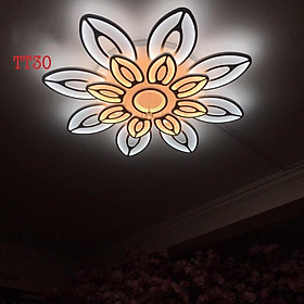 Mua (GIẢM GIÁ SỐC) Đèn Mâm Led Ốp Trần 12 Cánh Trang Trí Phòng Khách Ngủ Spa Hội Nghị Có Điều Khiển Phân Tầng 3 Màu Ánh Sáng