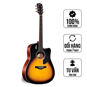 Đàn Guitar Acoustic Rosen Sunburst G11 (Gỗ Thịt- Solid top ) - Màu Vàng Viền Đen,  Size 41 Âm Thanh Tốt