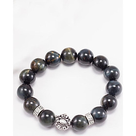 Vòng tay thạch anh mắt hổ xanh đen phối charm phật di lặc Ngọc Quý Gemstones