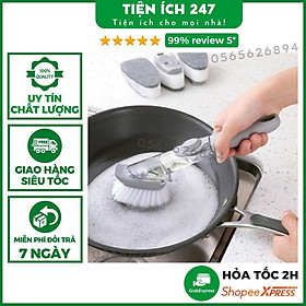 Mua Chổi cọ rửa xịt nước đa năng 2in1 Tienich247 - Bàn chải chà xoong nồi  cọ rửa chén bát cán dài tiện lợi
