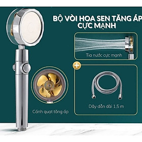 Bộ Vòi Hoa Sen, Vòi Sen Tăng Áp Cao Cấp, Có Cánh Quạt, Có Lõi Lọc, Kèm Dây 1,5 Mét