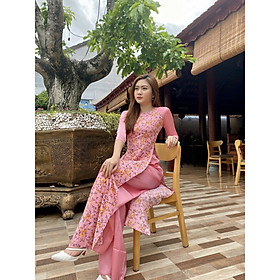 ÁO DÀI TRUYỀN THỐNG HOA NHÍ MÀU HỒNG