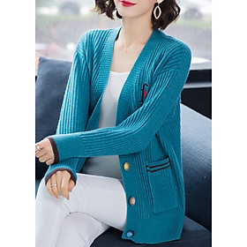 Áo Cardigan Nữ Form Hàn Quốc Khoác Vai ALNO34 MayBlue