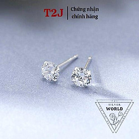 Khuyên tai bạc nụ đá 925 cao cấp, Bông tai bạc nhiều size bạc ta nguyên chất
