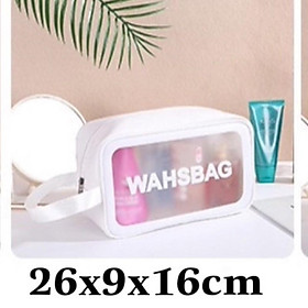 Túi Đựng Mỹ Phẩm, Đồ Trang Điểm Đi Du Lịch Đựng Đồ Cá Nhân Washbag Trong Suốt Chống Thấm Nước Tiện Lợi Nhiều Kích Thước - Trắng M(26x9x16cm)