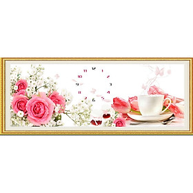 Tranh đính đá ĐỒNG HỒ HOA HỒNG 121x50cm