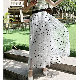 Chân váy lưới tutu dáng dài họa tiết ô vuông free size VAY62
