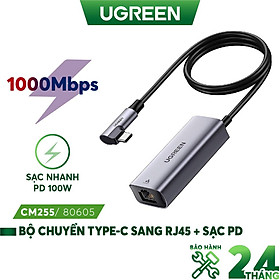 Mua Bộ chuyển đổi UGREEN 80605 USB Type C sang LAN 10/100 Mbps Ethernet và cổng sac nhanh Type-C PD 100W - Hàng nhập khẩu chính hãng
