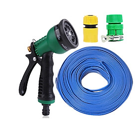 Vòi phun xịt nước rửa xe tưới cây tăng áp 8 chế độ 815621 (dây xanh dẹt-nối xanh)