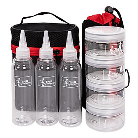 Camping Spice  Set Condiment Bottles with carry pouch for Outdoor BBQ