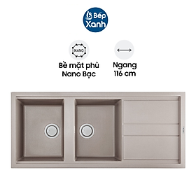 Chậu Rửa Chén Đá Malloca Tortora K-50043 (Màu Đất) - Ngang 116cm - Hàng Chính Hãng