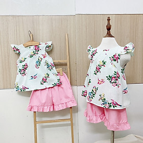 Set ngắn bé gái đi chơi phối quần màu