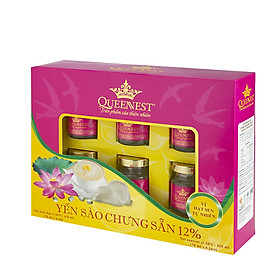 Yến sào chưng sẵn QUEENNEST 12% Hương Sen Hộp 6 Hũ