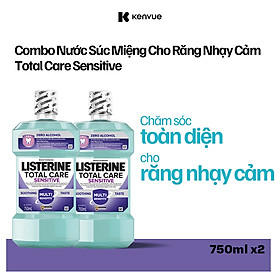 Bộ 2 Nước súc miệng cho răng nhạy cảm Listerine Total Care Sensitive Soothing Taste 750ml/chai