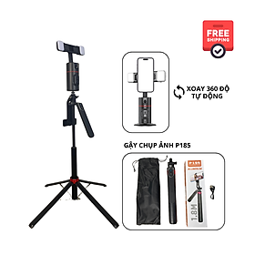 Combo Gậy chụp ảnh có chân P185 và Gimbal P02 xoay 360 độ hỗ trợ quay video chụp ảnh, có đèn và remote từ xa - Hàng chính hãng