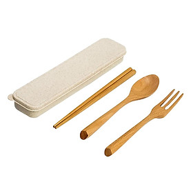 Portable Wooden Chopsticks Spoon Fork Cutlery Set Utensil Gift for Travel