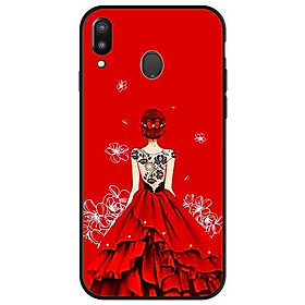 Ốp lưng dành cho Samsung M20 Cô Gái Váy Đỏ Nền Đỏ - Hàng Chính Hãng