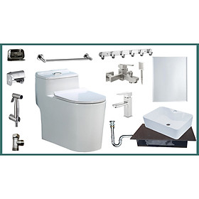 Combo thiết bị vệ sinh nhà tắm đầy đủ tiện nghi TKGRZC02 13 món gồm bồn