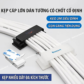COMBO 2 Kẹp Dây Điện Dán Tường Bản Lớn Có Chốt Nẹp Cố Định Dây Cáp Điện Keo 3M Siêu Dính Tiện Lợi - SET 2 Kẹp Trắng
